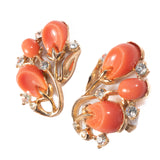 Trifari Pebble Beach Coral Earrings vintage - Rhinestone Rosie