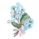 Trifari Blue Enamel Posy Flower Furclip Brooch 1940 vintage - Rhinestone Rosie