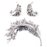 Trifari 'Royal Plume' Rhinestone Feather Brooch and Earrings Set vintage - Rhinestone Rosie