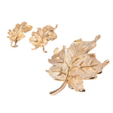 Trifari Leaf Brooch and Earrings Set vintage - Rhinestone Rosie