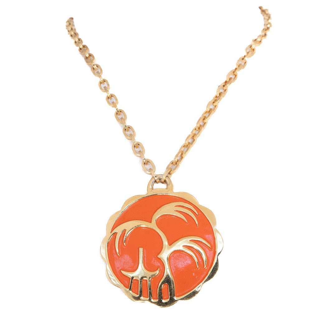 Trifari Orange Pendant Necklace vintage - Rhinestone Rosie