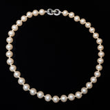 Trifari Pearl and Rhinestone Necklace Sterling Silver vintage - Rhinestone Rosie