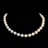 Trifari Pearl and Rhinestone Necklace Sterling Silver vintage - Rhinestone Rosie