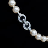 Trifari Pearl and Rhinestone Necklace Sterling Silver vintage - Rhinestone Rosie