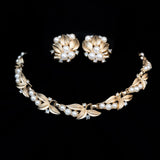 Trifari Pearl and Rhinestone Necklace and Earrings Set vintage - Rhinestone Rosie