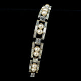 Crown Trifari Rhinestone and Faux Pearl Bracelet vintage - Rhinestone Rosie