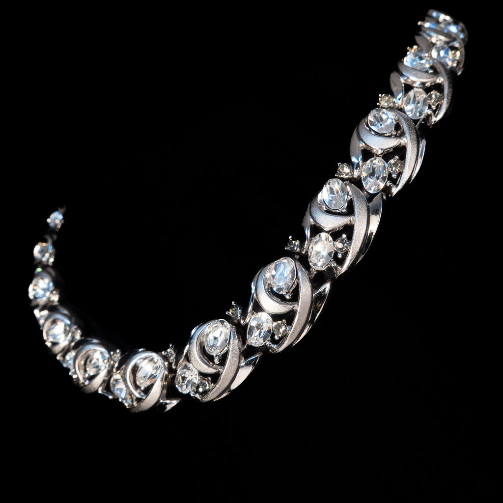 Trifari Silvertone Rhinestone Necklace vintage - Rhinestone Rosie