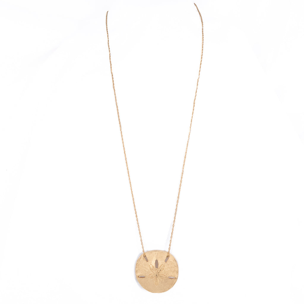 Trifari Sand Dollar Gold Tone Long Necklace vintage - Rhinestone Rosie