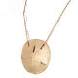 Trifari Sand Dollar Gold Tone Long Necklace vintage - Rhinestone Rosie
