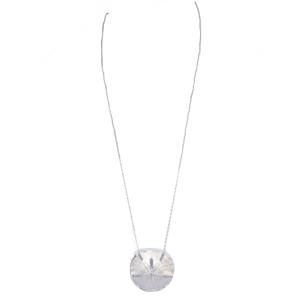 Trifari Sand Dollar Silver Tone Long Necklace vintage - Rhinestone Rosie