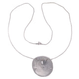Trifari Sand Dollar Silver Tone Long Necklace vintage - Rhinestone Rosie