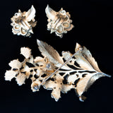 Trifari Sorrento Baby Tooth Pearl Brooch and Earrings Set vintage - Rhinestone Rosie