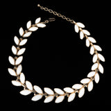 Trifari White Leaf Necklace vintage - Rhinestone Rosie