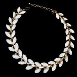 Trifari White Leaf Necklace vintage - Rhinestone Rosie