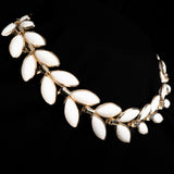 Trifari White Leaf Necklace vintage - Rhinestone Rosie