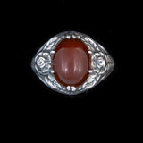 Wachenheimer Carnelian Ring Sterling SIlver vintage - Rhinestone Rosie