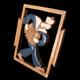 Wooden Sailor Accordion Brooch vintage - Rhinestone Rosie