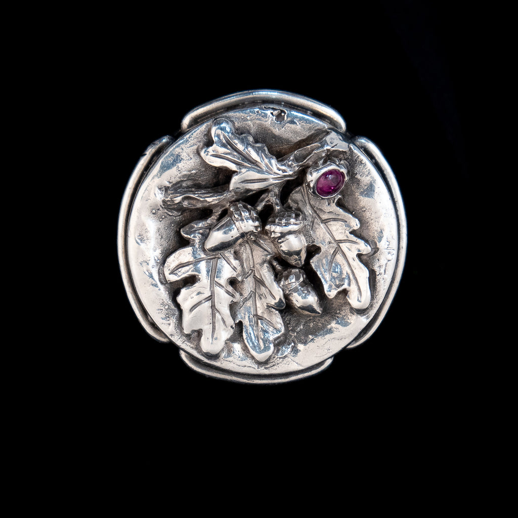 Silver Acorn Ring vintage - Rhinestone Rosie