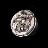 Silver Acorn Ring vintage - Rhinestone Rosie