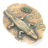 Alligator Sash Pin Brooch with Green Cabochon Arts and Crafts Victorian Era antique - Rhinestone Rosie