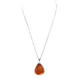 Amber Pendant 875 Silver Necklace USSR vintage - Rhinestone Rosie