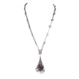 Amethyst and Pewter Necklace by Lysgards Design vintage- Rhinestone Rosie