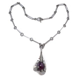 Amethyst and Pewter Necklace by Lysgards Design vintage- Rhinestone Rosie
