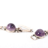 Amethyst Cabochon Sterling Silver Link Necklace