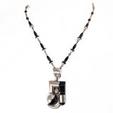Machine Age Art Deco Necklace Galalith Jakob Bengel vintage - Rhinestone Rosie
