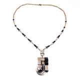 Machine Age Art Deco Necklace Galalith Jakob Bengel vintage - Rhinestone Rosie