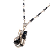 Machine Age Art Deco Necklace Galalith Jakob Bengel vintage - Rhinestone Rosie