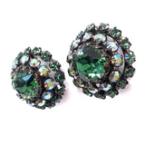 Austria Green Rhinestone Earrings vintage - Rhinestone Rosie