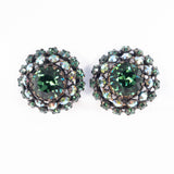 Austria Green Rhinestone Earrings vintage - Rhinestone Rosie