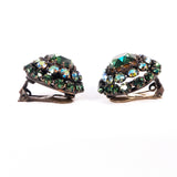 Austria Green Rhinestone Earrings vintage - Rhinestone Rosie