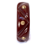 Bakelite Brown Studded Clamper Bracelet vintage - Rhinestone Rosie