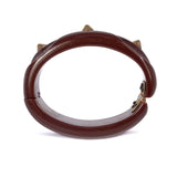 Bakelite Brown Studded Clamper Bracelet vintage - Rhinestone Rosie