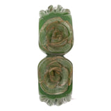 Bakelite Green Carved Flower Bracelet Hinged vintage - Rhinestone Rosie