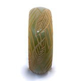 Bakelite Bracelet Green with Carved Flowers and Leaves vintage - Rhinestone Rosie