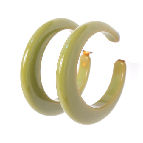 Bakelite Green Hoop Earrings