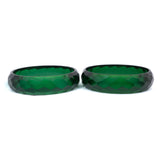 Bracelet Set Green Translucent Bakelite Faceted vintage- Rhinestone Rosie