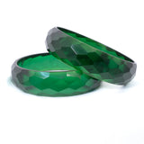 Bracelet Set Green Translucent Bakelite Faceted vintage- Rhinestone Rosie