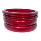 Bracelet Set Red Translucent Cherry Juice Bakelite Thick vintage - Rhinestone Rosie