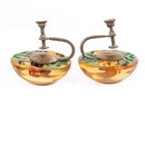 Bakelite Reverse Carved Flower Earrings vintage - Rhinestone Rosie