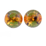 Bakelite Reverse Carved Flower Earrings vintage - Rhinestone Rosie