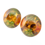 Bakelite Reverse Carved Flower Earrings vintage - Rhinestone Rosie