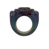 Bakelite Flower Ring translucent vintage - Rhinestone Rosie