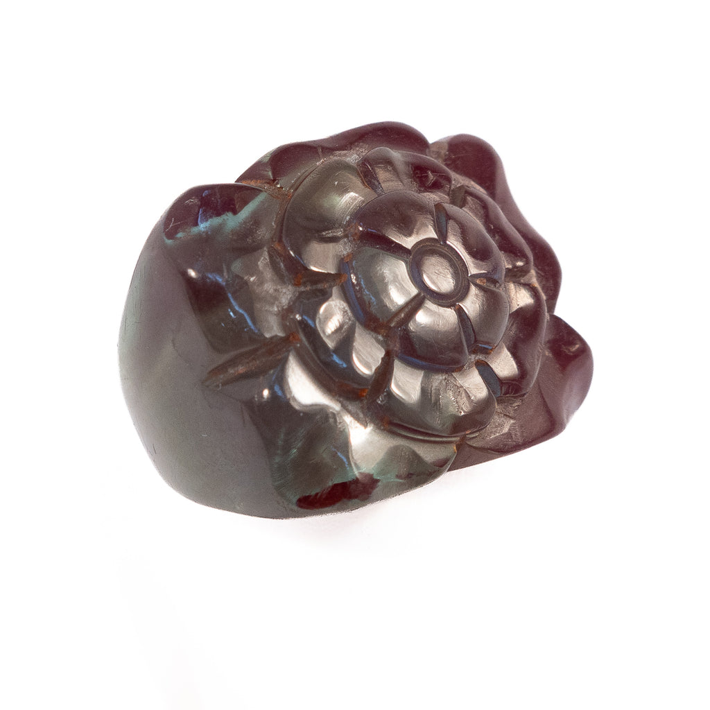 Bakelite Flower Ring translucent vintage - Rhinestone Rosie