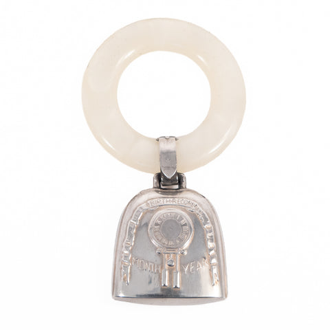 Sterling Silver Birth Record Baby Rattle