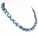 Blue Aurora Borealis Rhinestone Necklace Austria vintage - Rhinestone Rosie