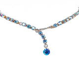 Blue Aurora Borealis Rhinestone Necklace vintage - Rhinestone Rosie